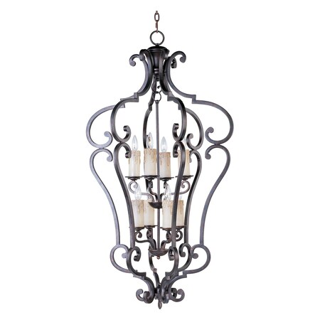Maxim Eight Light Colonial Umber Open Frame Foyer Hall Fixture 20744CU